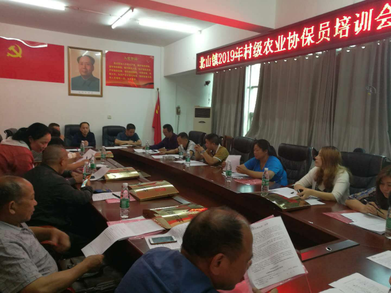 隆回县北山镇召开村级农业保险协保员培训会议