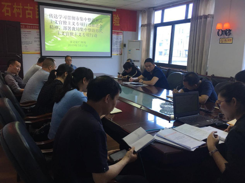 武冈市文化旅游广电体育局传达学习贯彻集中整治形式主义、官僚主义专项行动推进会精神