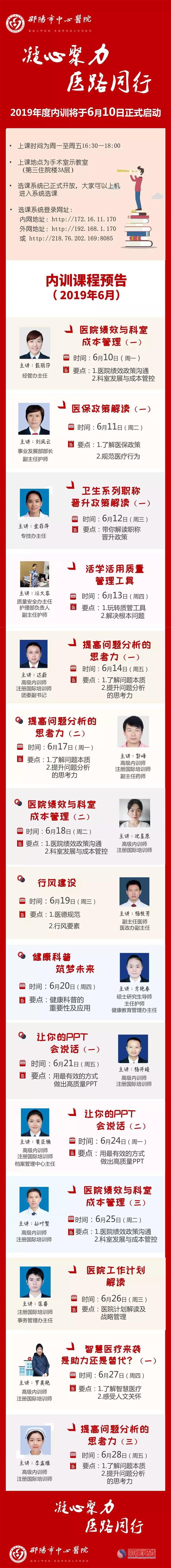 凝心聚力，医路同行——邵阳市中心医院2019年度内训6月10日正式启动！