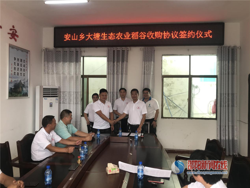 新宁县安山乡举办安山乡大塘生态农业公司稻谷收购签约仪式