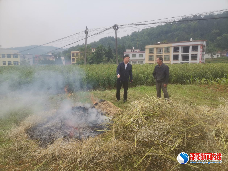 隆回县花门街道及时制止一起焚烧秸秆行为