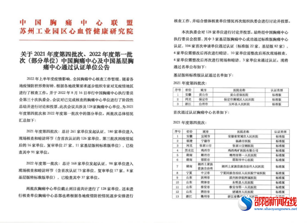 邵阳市中心医院胸痛中心顺利通过中国胸痛中心认证