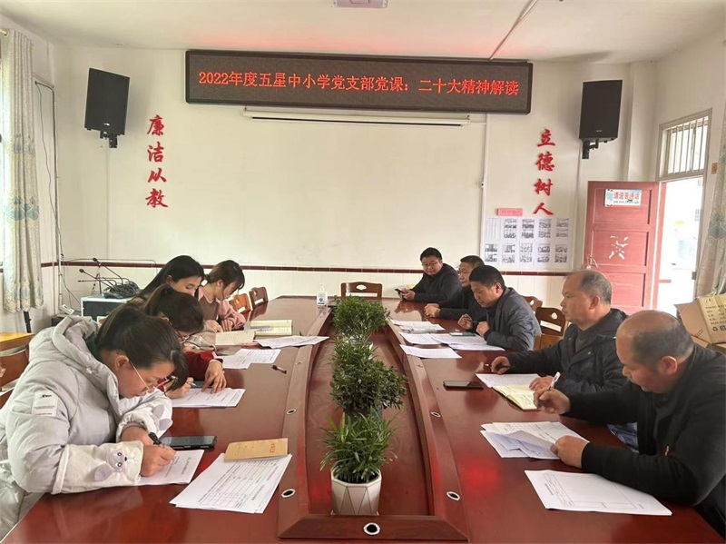 隆回县西洋江镇五星中小学党支部开展学习宣传贯彻党的二十大精神专题党课