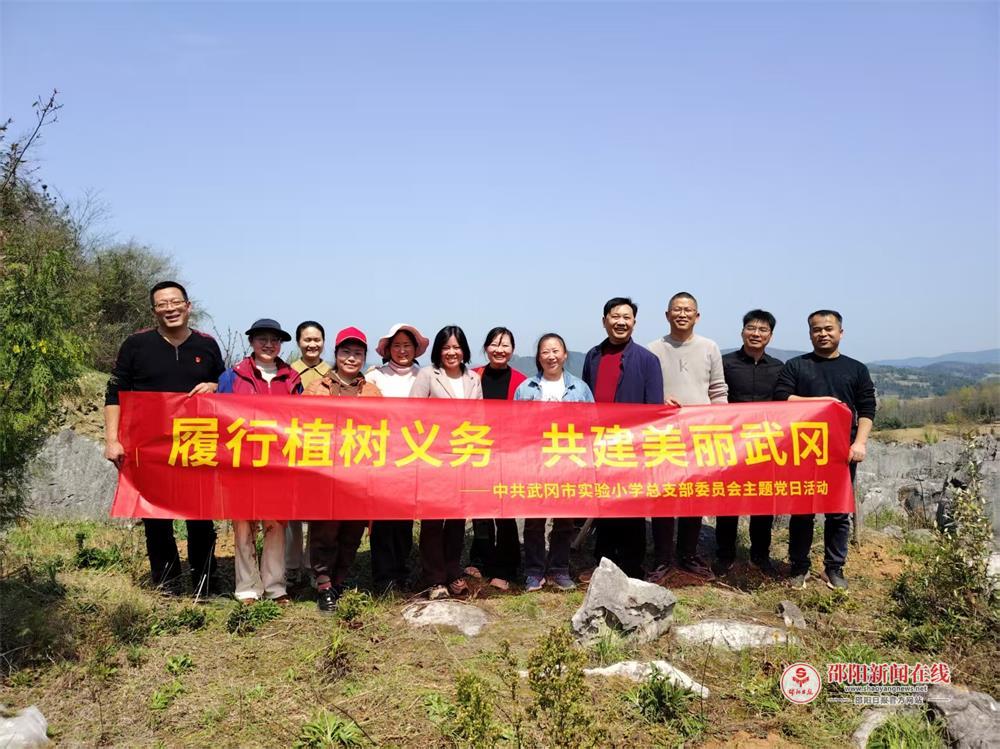 武冈市实验小学党支部开展义务植树活动