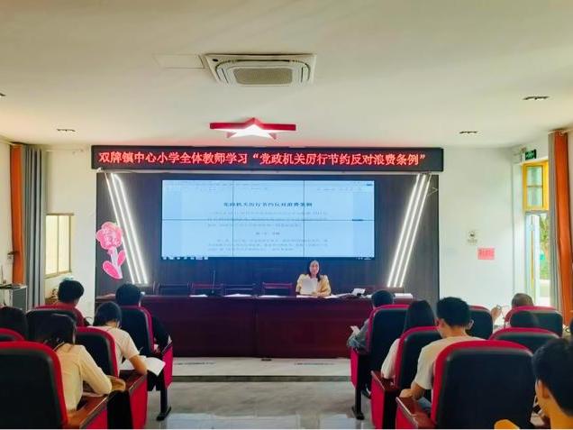 武冈市双牌镇中心小学开展《党政机关厉行节约反对浪费条例》学习活动