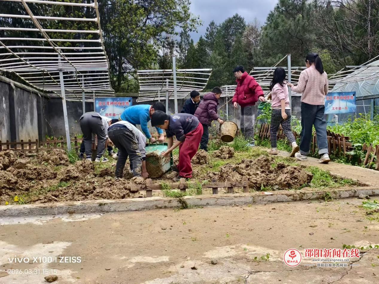 隆回县岩口镇天壁完全小学开展劳动实践课