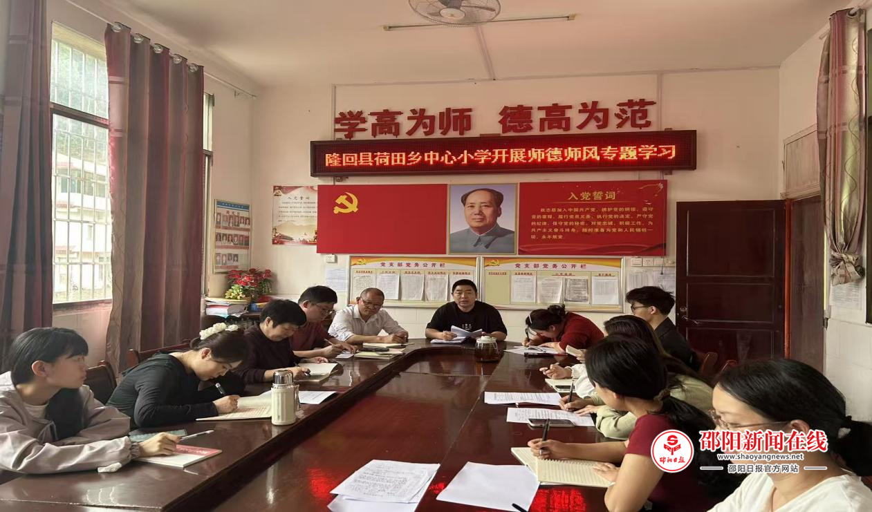 隆回县荷田乡中心小学开展师德师风专题学习