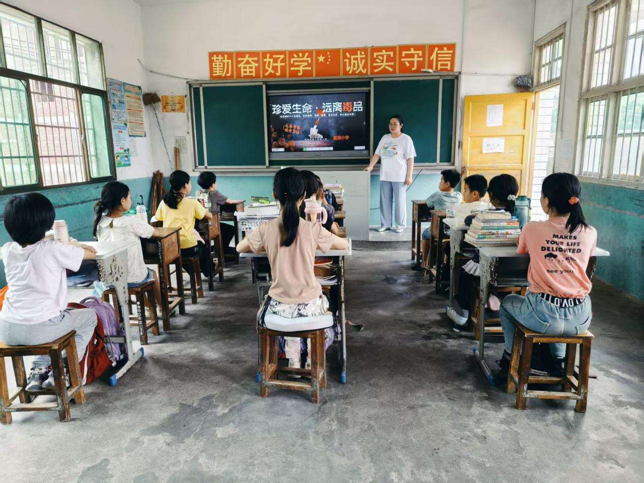 隆回县高平镇里湖小学开展禁毒主题班会